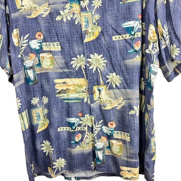 Windham Pointe Men's Hawaiian Shirt Short Sleeve Blue Green Palm Tree Size Large - Picture 3 of 8